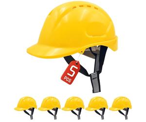 Casque de protection MUSTBAU, casque de protection, sangle à cliquet, réglable, 52–66 cm, pour le montage d'échafaudages, le bâtiment et l'artisanat, norme EN 397, lot de 5