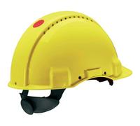 Casque de sécurité 3M™ G3000 jaune, ventilé, avec harnais à crémaillère et basane synthétique