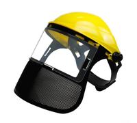 Casque de sécurité forestier réglable avec visière en maille métallique pour brosse et débroussailleuse, chapeau de protection intégral pour l'exploitation forestière et l'entretien du jardin, orange