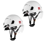 Casque de Securite Mustbau EN397 avec Lunettes Anti-Buee - Coque ABS Reglable 53-63 cm Chantier BTP Foret - Blanc