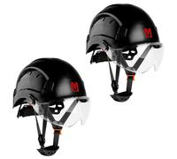 Casque de sécurité Mustbau EN397 avec visière et bandeau anti-transpiration, réglable de 53 à 63 cm, en ABS résistant, pour femmes et hommes, lot de 2, noir