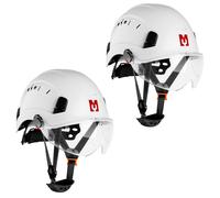 Casque de sécurité Mustbau EN397 avec visière et bandeau anti-transpiration, réglable de 53 à 63 cm, en ABS résistant, pour femmes et hommes, lot de 2, blanc