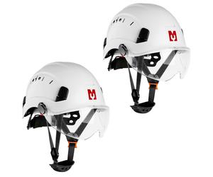 Casque de sécurité Mustbau EN397 avec visière et bandeau anti-transpiration, réglable de 53 à 63 cm, en ABS résistant, pour femmes et hommes, lot de 2, blanc