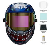 Casque de soudure - OPTIM Masque de soudure - Auto-assombrissement Alimentation par batterie solaire et lithium Réglage numérique de la sensibilité Champ de vision : 11,5 × 8,2 cm Temps de réaction : 