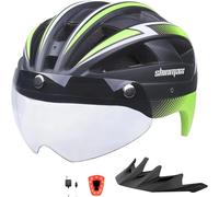 Casque de vélo, lunettes à monture magnétique, lampe rechargeable par USB, modèle 023, couleurs : noir, vert, blanc, taille : L