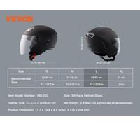 casque facial 3/4, homologué ECE, design léger, grande lentille transparente, L