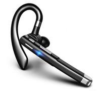 Casque sans fil à oreille unique style professionnel avec crochet d'oreille réglable - Microphone antibruit pour la conduite au bureau Écouteurs mains libres Noir