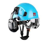 Set de casques de sécurité Mustbau, EN397 casque de protection avec protection des oreilles et du visage, serre-tête réglable de 53 à 63 cm, matériau ABS durable
