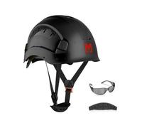 Casque Securite Mustbau EN397 Lunettes Antibuee | ABS Reglable 53-63 cm | Protection BTP Chantier Travaux - Bleu