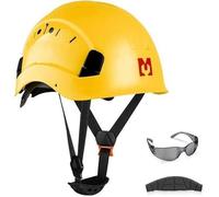 Casque Securite Mustbau EN397 Lunettes Antibuee | ABS Reglable 53-63 cm | Protection BTP Chantier Travaux - Jaune