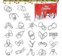 Casse-tête Calendrier de l'Avent 2024, Métal Puzzles, 24 jours de surprise Calendrier du compte à rebours de Noël, Cadeaux Calendrier Avent de Noël pour Garçons Filles Enfants Cadeaux surprise de Noël