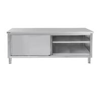 Casselin Table de travail inox avec portes coulissantes - Blanc