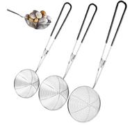 Casseprète d'araignée, 3pcs 6/8 / 10 cm Coupion écumier en acier inoxydable avec poignée, cuillère d'écumoire ronde, passoire d'araignée de cuisine pour la friture, pâtes, spaghetti, nouilles