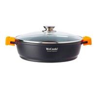 Casserole 28cm, Induction, Couvercle en Verre, Antiadhésive, Fonte d'Aluminium, Wecook, Ecochef, , Noir Noir G
