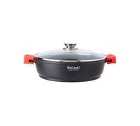 WECOOK! Ecostone Casserole Basse, Induction, Couvercle en Verre 36cm, Antiadhésive XTRA DUPONT Écologique sans PFOA, Fonte d'Aluminium, Épaisseur 5mm, Poignées en Silicone, Vitrocéramique, Gaz, Four