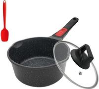 Casserole à induction, 1,5 litre, revêtement antiadhésif, 16 cm, avec couvercle, pot à lait avec bec verseur, poignée amovible, compatible avec tous les types de cuisinières, passe au four et au lave-