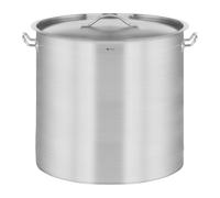 Royal Catering Marmite Traiteur en Acier avec couvercle 98 L, bord verseur, pour plaques à induction, gaz, électrique et autres, Casserole en inox pour Événement Commercial Restaurant, Hôtel