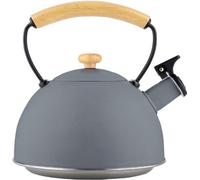 Casserole à induction en acier inoxydable de 2,3 l avec pied et poignée « Cool-Touch », compatible avec toutes les sources de chaleur, théière vintage grise