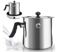 Casserole à lait de 1,5 l avec couvercle, double paroi avec sifflet, poignée en bakélite, pot à pudding en acier inoxydable, petite casserole à pudding pour bain-marie, pour gaz, électrique