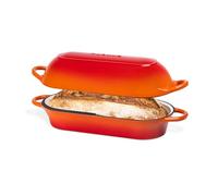 Casserole à pain en fonte émaillée - Cocotte pour la cuisson du pain au levain - Passe au four - Antiadhésive - Rectangulaire - Orange - 32 cm x 16 cm Nuovva