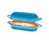 Casserole à pain en fonte émaillée - Cocotte pour la cuisson du pain au levain - Passe au four - Antiadhésive - Rectangulaire - Bleu clair - 32 cm x 16 cm Nuovva
