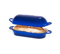 Casserole à pain en fonte émaillée - Cocotte pour la cuisson du pain au levain - Passe au four - Antiadhésive - Rectangulaire - Bleu foncé - 34 x 16 cm Nuovva
