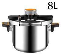 Casserole à pression 8 L - En acier inoxydable - Multifonction - Cuisson sous pression - Système de verrouillage de sécurité anti-explosion - Compatible avec les plaques de cuisson à gaz et à inductio