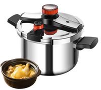 Casserole à pression - Acier inoxydable - 6 litres - Contrôle de la pression en 3 niveaux - Fermeture de sécurité - Compatible avec les plaques de cuisson à gaz et à induction - Noir