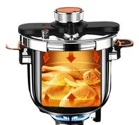 Casserole à pression, capacité de 6 litres, compatible avec les plaques à gaz et à induction, pression de fonctionnement maximale de 100 kPa, matériau : acier inoxydable