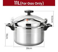 Casserole à pression de 11 litres - Casserole à pression en aluminium - Pour cuisinière à gaz - Cuisson multifonctionnelle - Sécurisée contre les explosions - Adaptée pour un usage domestique et profe
