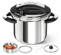Casserole à pression de 5 litres, en acier inoxydable, compatible avec les plaques à induction, avec insert vapeur