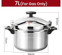 Casserole à pression de 7 litres - Cocotte minute pour gazinière - Aluminium - Sécurisée contre les explosions - Adaptée pour un usage domestique et professionnel - Couvercle de sécurité avec fermetur