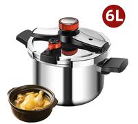 Casserole à pression - En acier inoxydable - 6 litres - Fermeture à une main - Compatible avec les plaques de cuisson à gaz et à induction - Multifonctionnelle