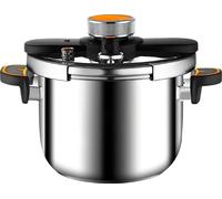 Casserole à pression, en acier inoxydable, avec dispositifs de sécurité, couleur argent, capacité 6 litres