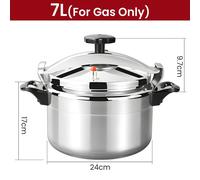Casserole à pression en aluminium - Multifonctionnelle - 7 litres - Compatible avec les plaques de gaz - Sécurisée contre les explosions - Idéale pour une utilisation domestique et professionnelle (re