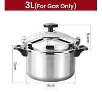 Casserole à pression en aluminium - Pour cuisinière à gaz - Volume de 3 litres - Soupape de sécurité antidéflagrante - Couvercle facile à verrouiller - Adaptée pour un usage domestique et professionne