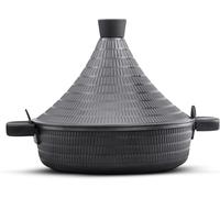 Casserole à tajine marocaine - Cocotte à ragoût tajine - Cuisson lente - Couvercle auto-fermant - 28 cm, 4,5 litres - Noir
