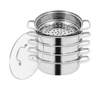 Casserole à vapeur 28 cm en acier inoxydable, cuiseur vapeur à 5 couches avec couvercle Casserole à vapeur