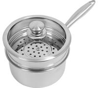 Casserole à vapeur en acier inoxydable - Cuiseur à vapeur à 2 étages - Capacité 2 l - Acier inoxydable 304, couvercle en verre trempé - Compatible avec l'induction - Pour 3-4 personnes - Argenté