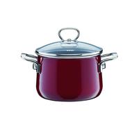 Casserole à viande Riess avec couvercle en verre, Ø 16 cm, 1,5 litre, émail Nouvelle Rosso extra-résistant