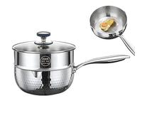 Casserole | Acier inoxydable avec couvercle, poignée et bec verseur | Casserole Vapeur Faitout | Pour cuire, frire, mijoter, bouillir, préparer des soupes et repas sains, compatible induction