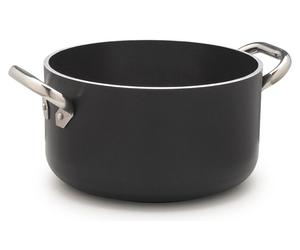 Casserole Agnelli AL Black ALSA2104SSPI20, en aluminium, diamètre 20 cm, compatible avec les plaques à induction, revêtement antiadhésif