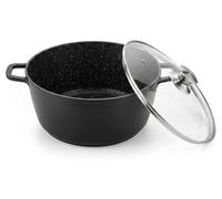 Casserole Aluguss de 36 cm – 13 L, idéale pour les soupes et les plats mijotés, avec revêtement antiadhésif, couvercle en verre et compatible induction