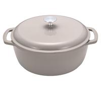 Casserole Amazon Basics en fonte émaillée, forme ronde, avec couvercle, capacité de 6,9 litres, couleur gris lin