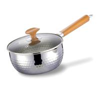 Casserole avec couvercle | Casserole avec couvercle, marmite en titane de 1, 7 litre, petite marmite épaissie avec poignée en bois, bord facile à verser