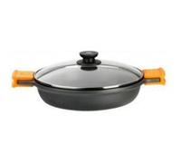 BRA Efficient | Faitout Bas 16 cm, Fonte D'Aluminium, avec Antiadhésif Platiunm Plus sans PFOA, avec Couvercle en Verre et Anses en Silicone Démontables, Tous Feux Dont Induction