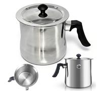 Casserole avec couvercle, marmite avec bec verseur, à double paroi, 1,5 litre