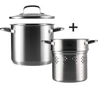 Casserole Berndes b.vital de 20 cm avec insert pour pâtes – Casserole en acier inoxydable avec insert en forme de passoire et couvercle en verre – Compatible induction et toutes sources de chaleur – 5