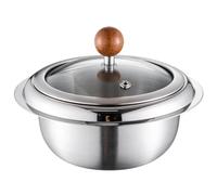 Casserole Bibimbap 304 en acier inoxydable, anti-débordement profond avec | Anti-déversement épais et profond non revêtu avec balance,multi-plaques de cuisson