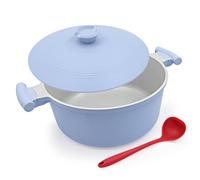 Casserole de 28 cm avec couvercle en aluminium, 7L- Bleu | Faitout 28 cm revêtement antiadhésif en céramique, Idéale pour mijoter, étuver, cuire à feu doux et rôtir